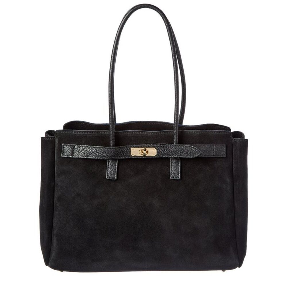 Isabella Rossetti Aurelia Suede Handbag, Black